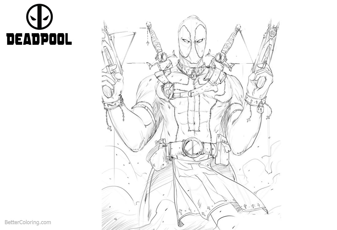 Sketch of Deadpool Coloring Pages printable for free