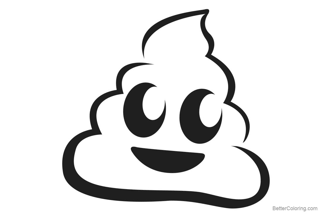 Smile Poop Emoji Coloring Pages printable for free