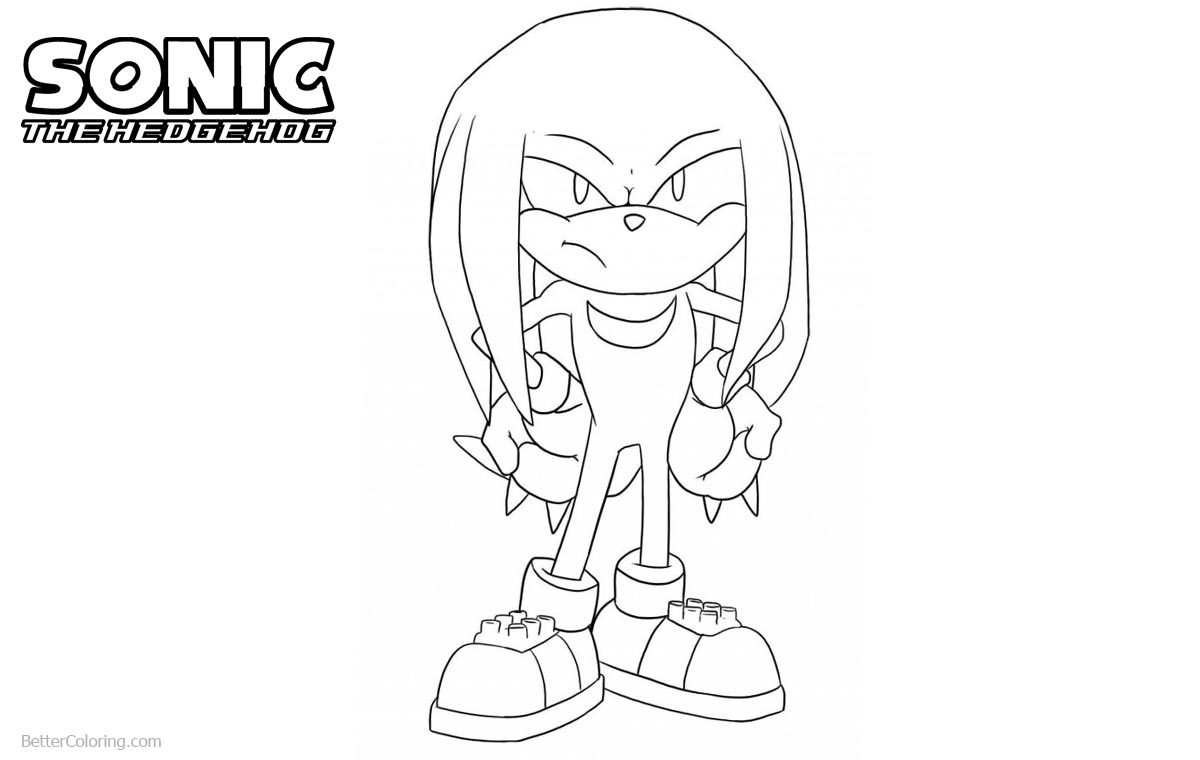 Sonic The Hedgehog Coloring Pages Knuckles the Echidna printable for free