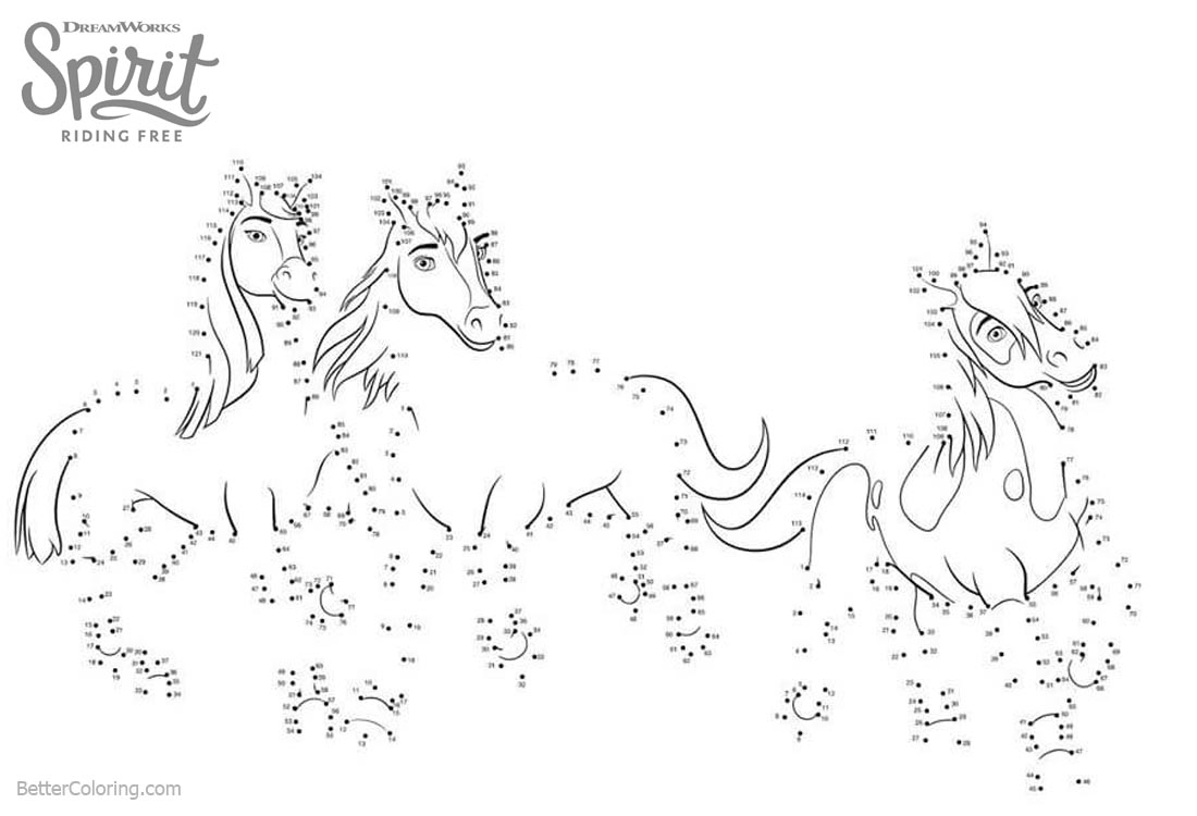 Spirit Riding Free Coloring Pages Connect the Dots Free