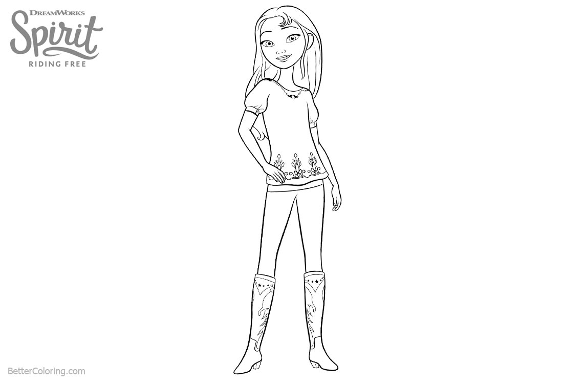 Spirit Riding Free Coloring Pages Girl Lucy printable for free