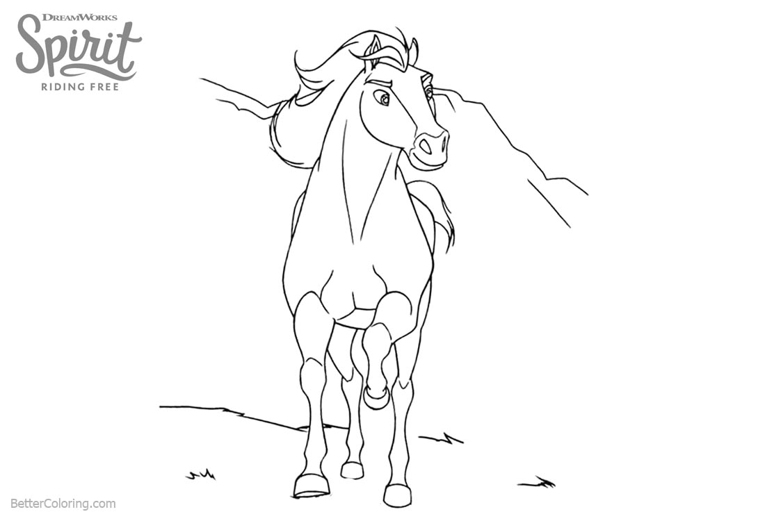 Spirit Riding Free Coloring Pages Horse Running printable for free