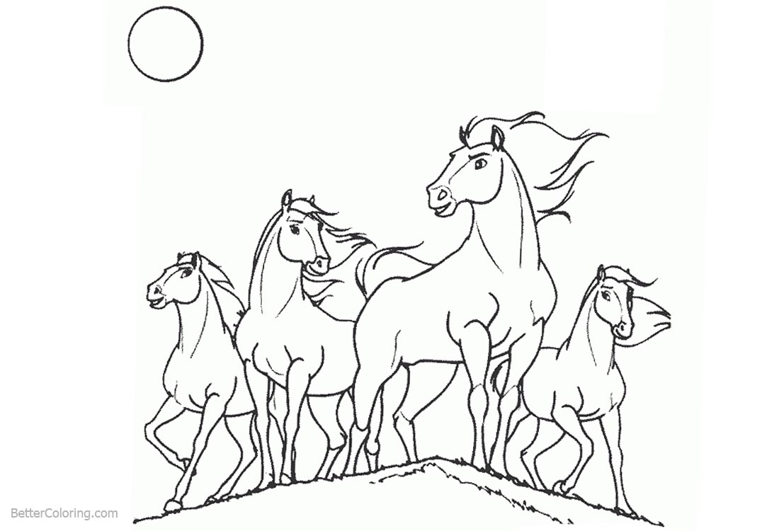 Spirit Riding Free Coloring Pages The Horses printable for free