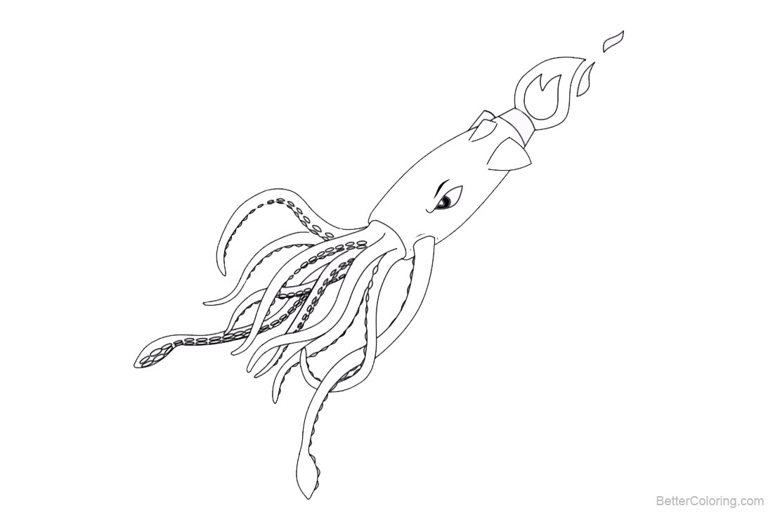 Squid Coloring Pages printable for free