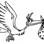 Stork Coloring Pages Cartoon Line Drawing