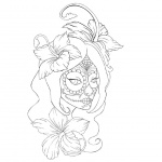 Sugar Skull Coloring Pages Girl Lineart
