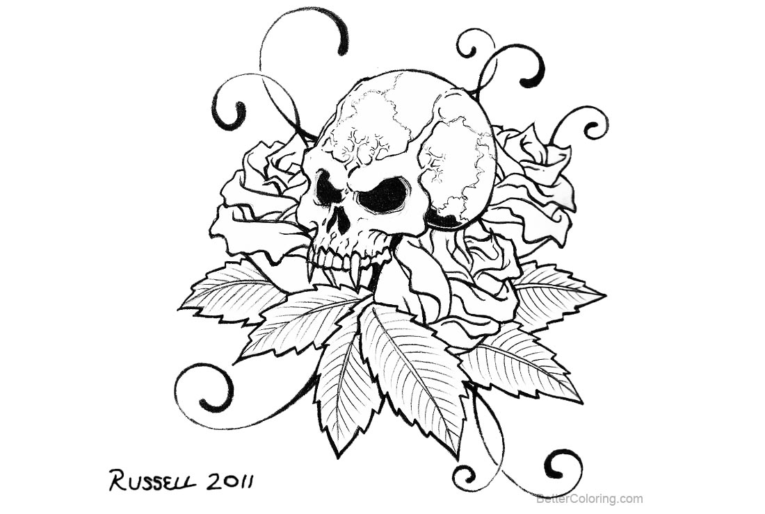 Free Sugar Skulls Tattoo Coloring Pages by bungle0 printable