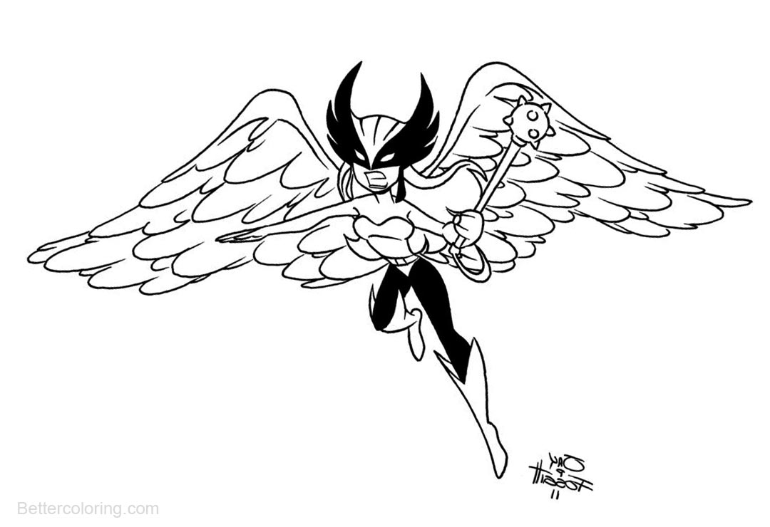 Free Super Girl Hawkgirl Coloring Pages by fourpanelhero printable