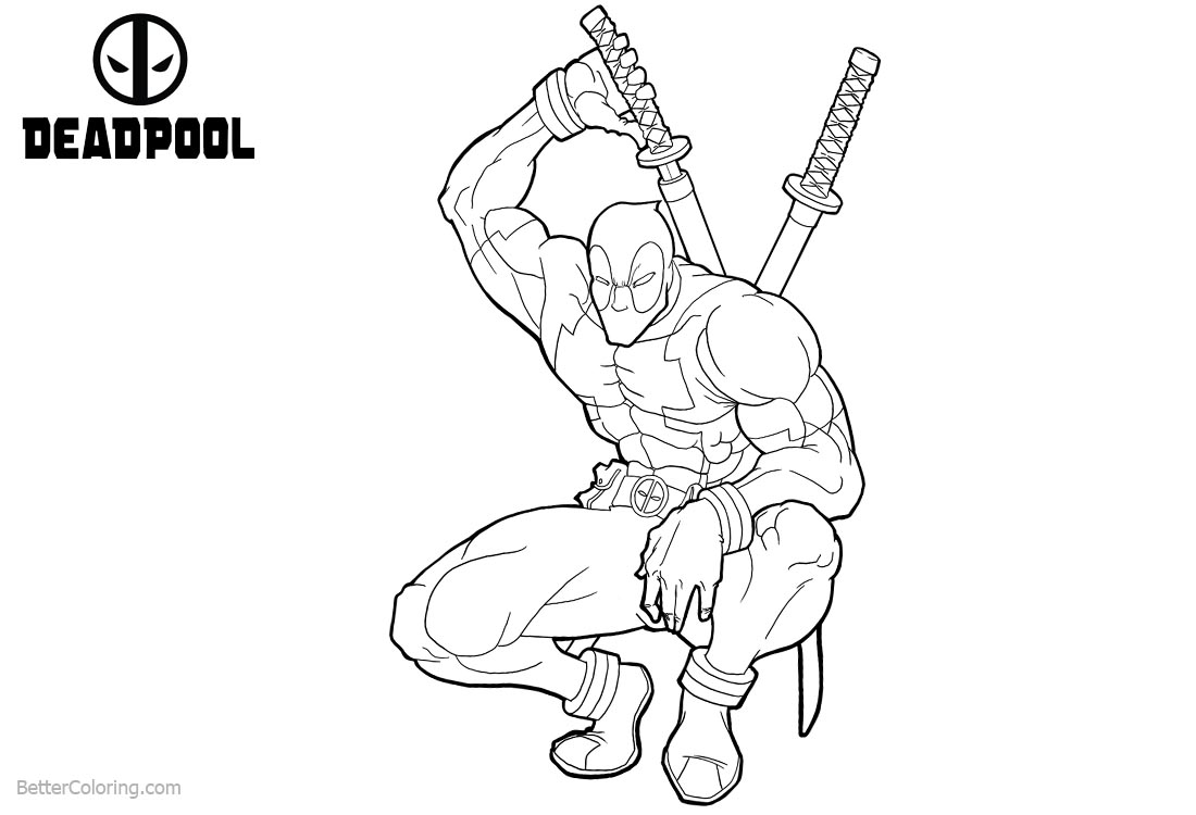 Superhero Deadpool 2 Coloring Pages printable for free