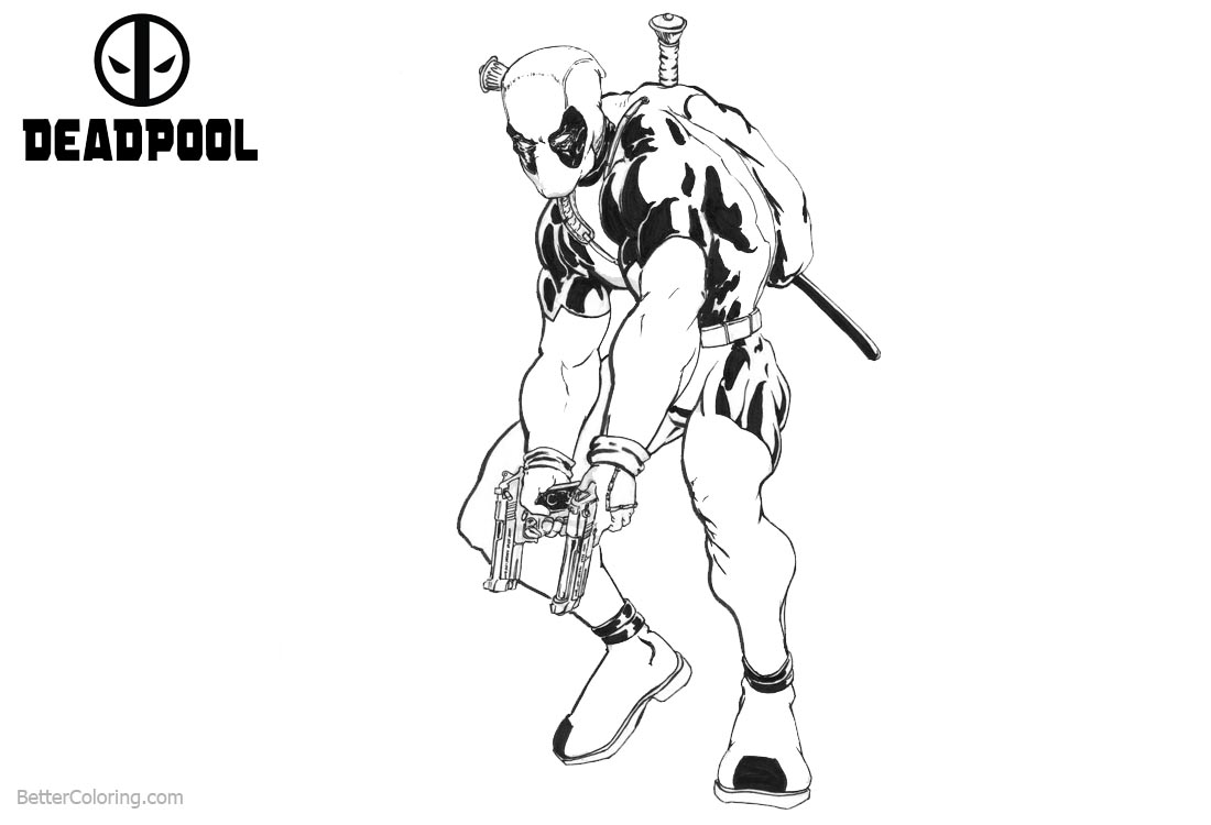 Superhero Deadpool Coloring Pages Sktech printable for free