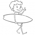 Surfboard Coloring Pages A Boy Go to Surf