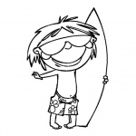 Surfboard Coloring Pages A Boy Holding A Surfboard