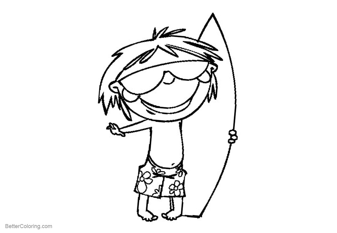 Surfboard Coloring Pages A Boy Holding A Surfboard printable for free
