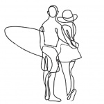 Surfboard Coloring Pages A Couple Go to Surf