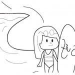 Surfboard Coloring Pages A Cute Girl Ready to Surf