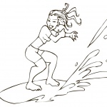 Surfboard Coloring Pages A Girl is Surfing