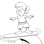 Surfboard Coloring Pages A Kid Surfing