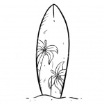Surfboard Coloring Pages A Surfboard with Coconut Tree Pattern