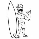 Surfboard Coloring Pages A man with Sunglass Line Art