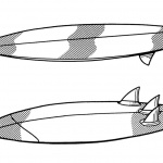 Surfboard Coloring Pages Bottom View and Top View