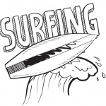 Surfboard Coloring Pages Clip Art Black and White