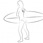 Surfboard Coloring Pages Girl and Surfboard Line Drawing