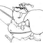 Surfboard Coloring Pages Santa with Surfboard