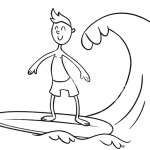 Surfboard Coloring Pages Surfing on the Sea