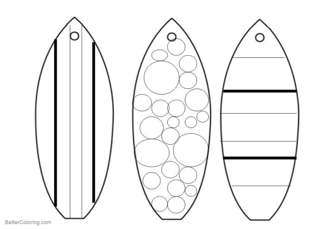 Surfboard Coloring Pages Three Surfboards Pattern printable for free