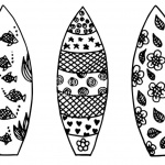 Surfboard Coloring Pages Three Surfboards with Pattern