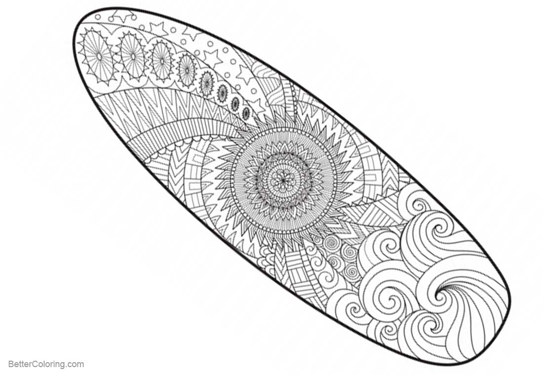 Surfboard Pattern Coloring Pages printable for free