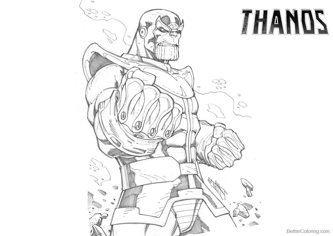 Thanos Coloring Pages Hand Drawing printable for free