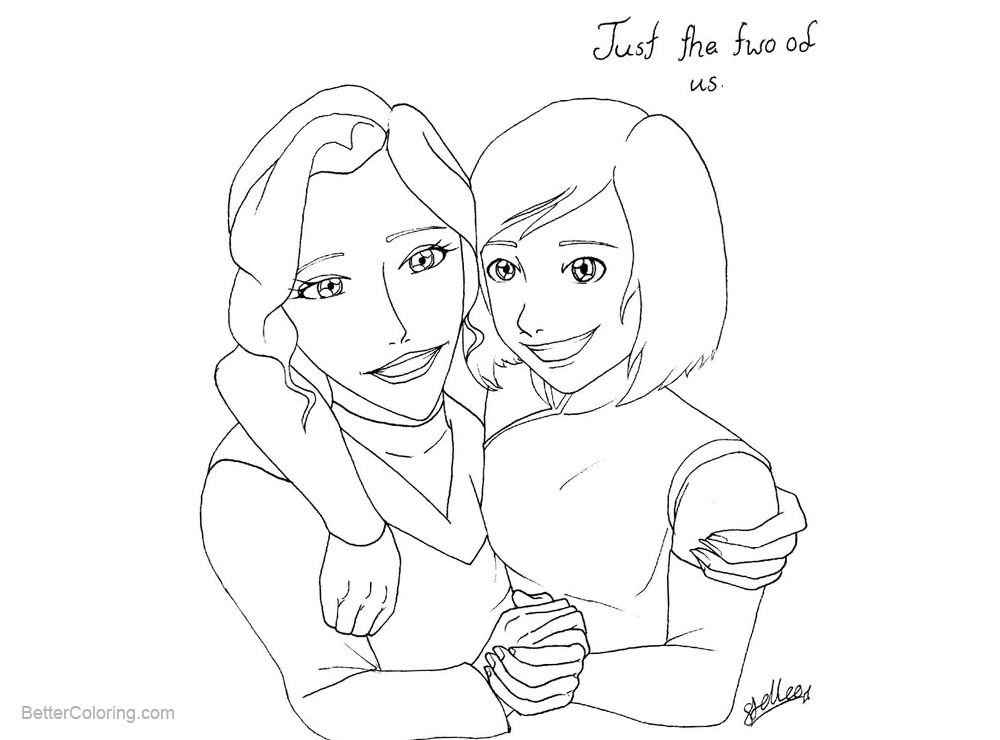 Free The Legend of Korra Coloring Pages Asami and Korra Drawing by stelleo printable