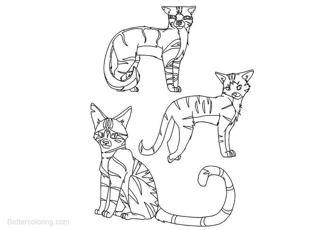 Free Three Warrior Cats Coloring Pages printable