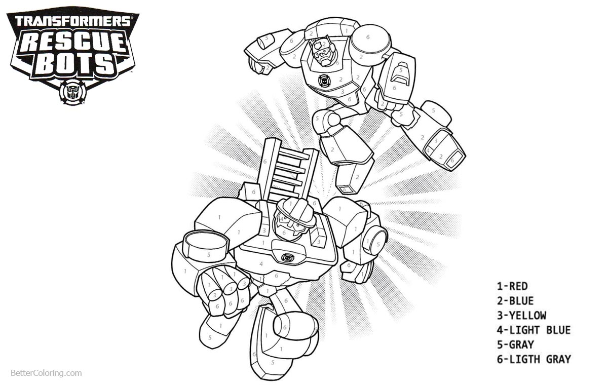 Transformers Rescue Bots Coloring Pages Color by Number printable for free