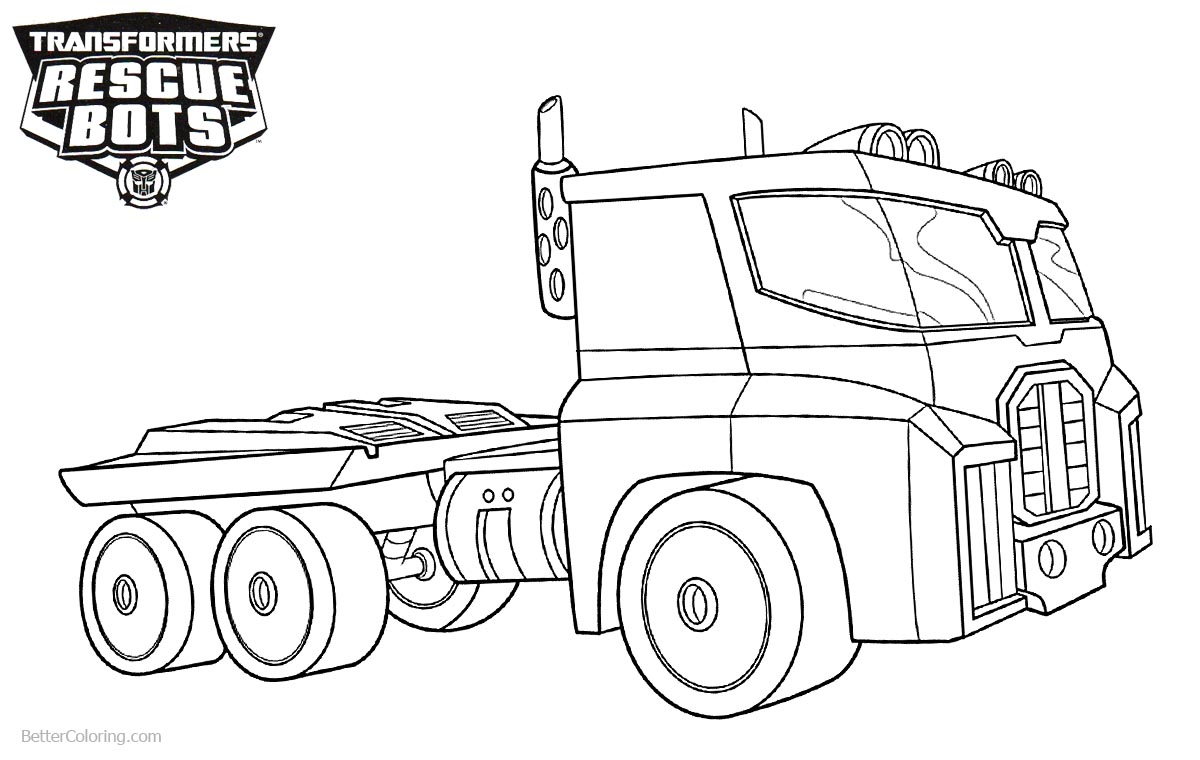 Transformers Rescue Bots Coloring Pages Optimus Prime printable for free