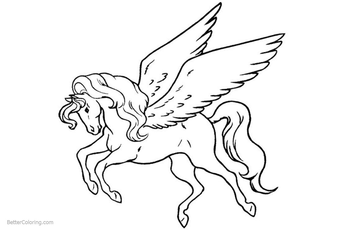 Unicorn Coloring Pages Flying - Free Printable Coloring Pages