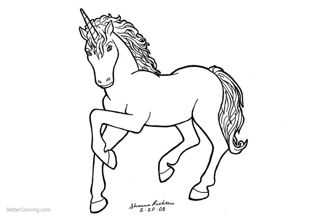 Unicorn Coloring Pages Hand Drawing printable for free