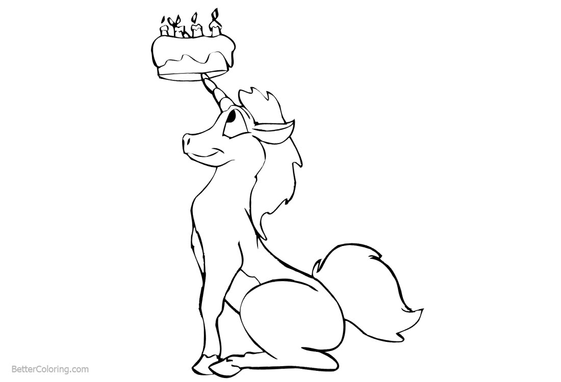 Unicorn Coloring Pages Happy Birthday Clipart printable for free