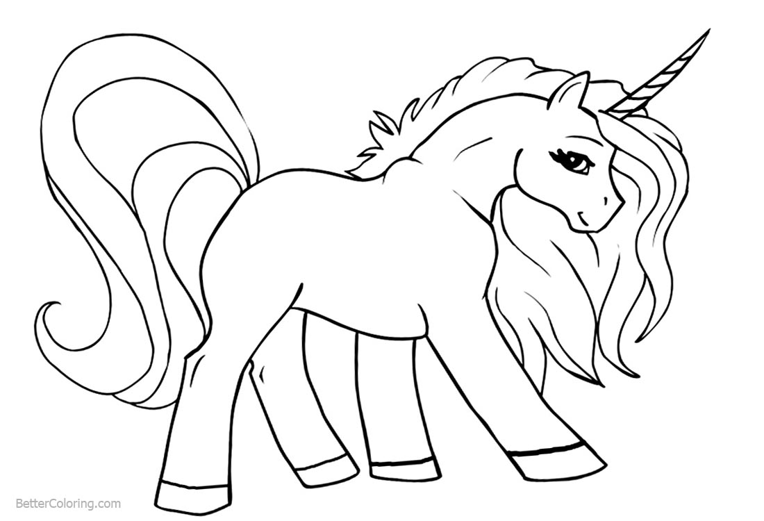Unicorn Coloring Pages Line Art printable for free