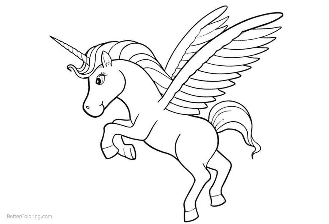 Unicorn Coloring Pages Simple Line Drawing printable for free