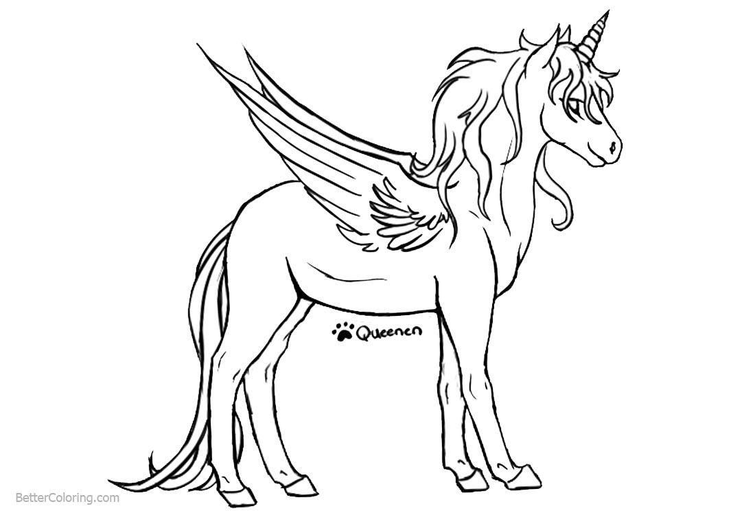 Unicorn Coloring Pages Sketch Drawing - Free Printable Coloring Pages