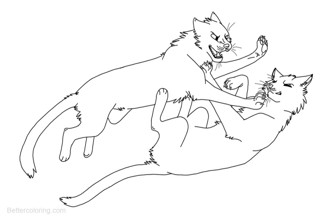 Warrior Cats Coloring Pages Two Cats Fighting - Free Printable Coloring