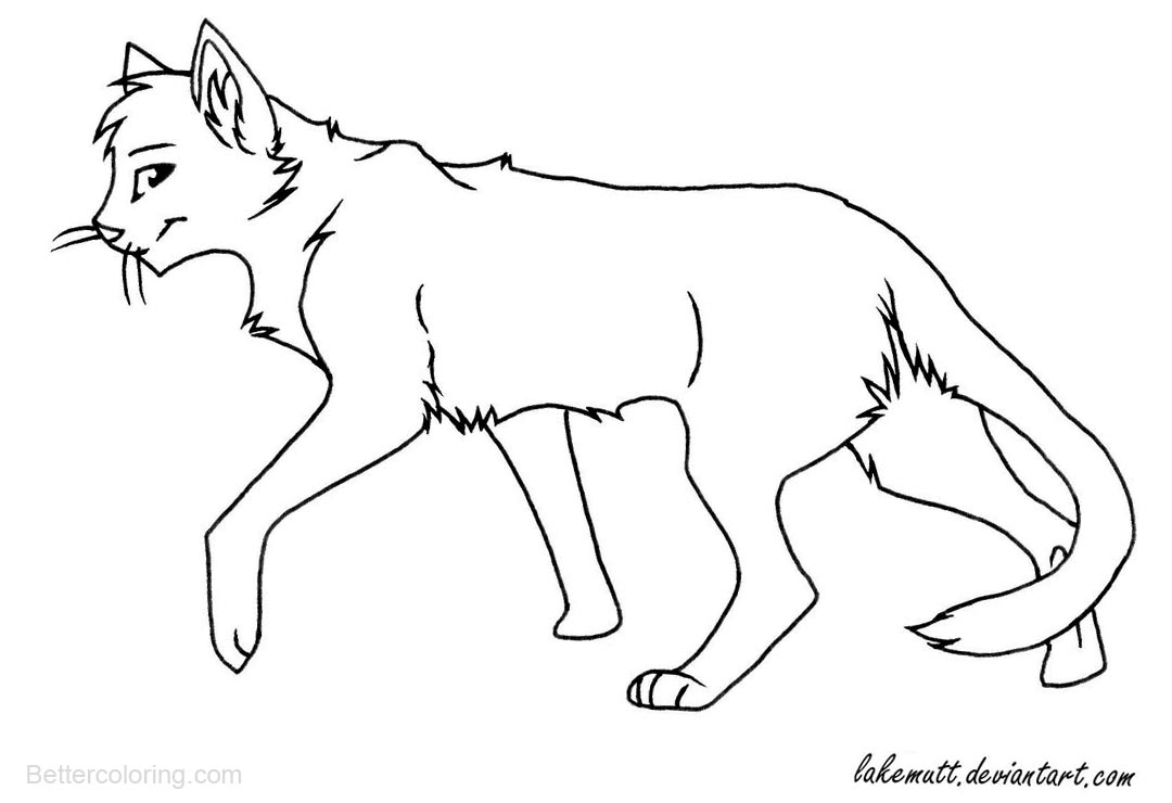 Free Warrior Cats Coloring Pages with Long Tail printable
