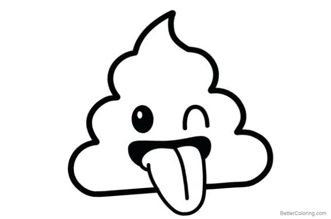 Wink Poop Emoji Coloring Pages printable for free