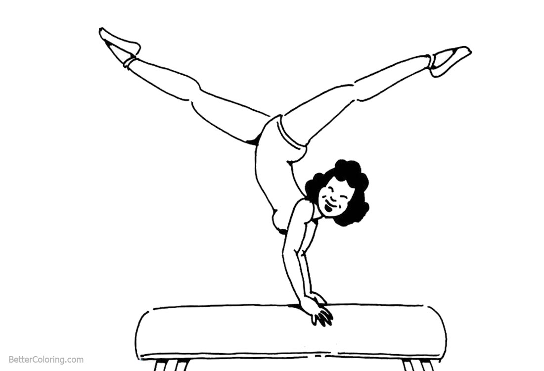 Womman Gymnastics Pommel Horse Coloring Pages printable for free