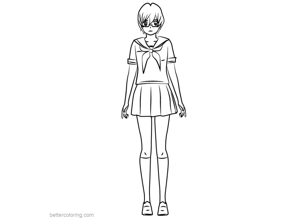 Free Yandere Simulator Coloring Pages Info-chan printable