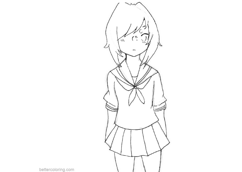 Free Yandere Simulator Yandere Chan Coloring Pages by pyreila printable