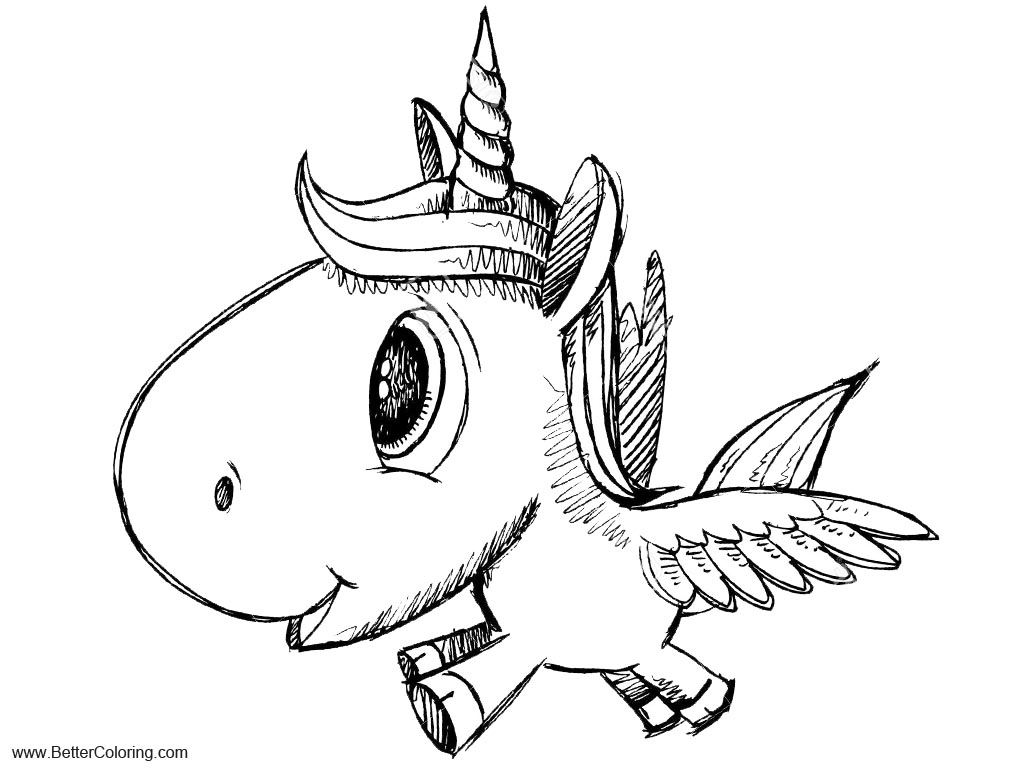 Alicorn Coloring Pages Cartoon Unicorn Pegasus - Free Printable