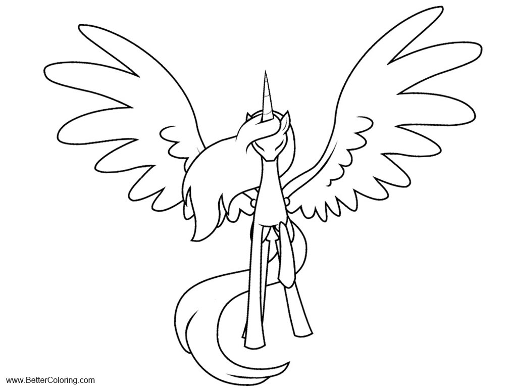 Free Alicorn Coloring Pages Lineart by The Clockwork printable